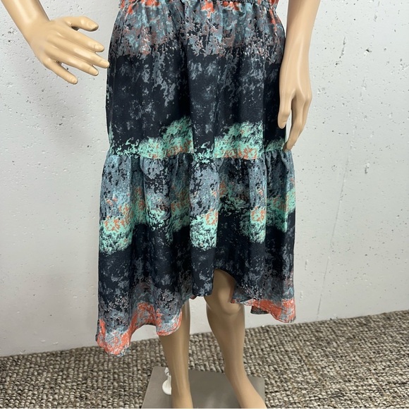 Band of Gypsies Women’s size Medium Gray Blue Peach Hi Low Midi Dress - Picture 3 of 10